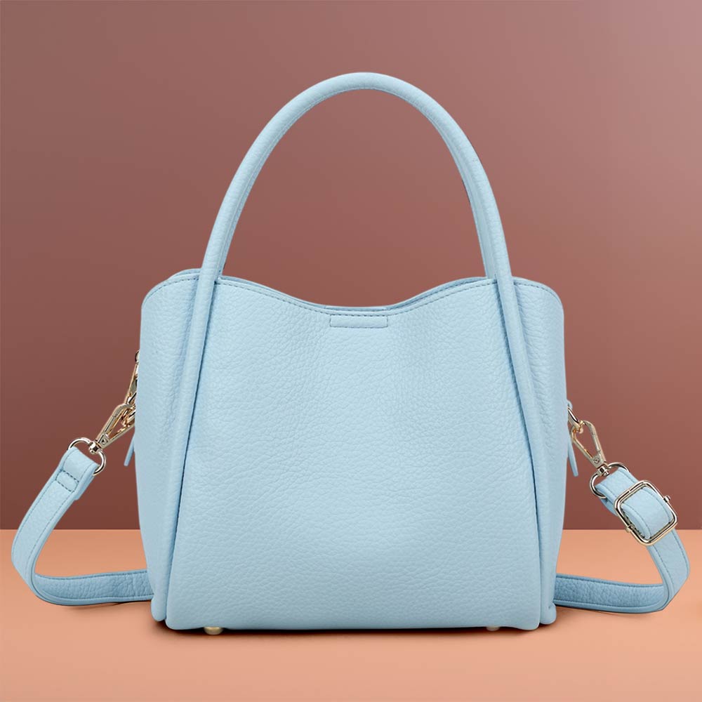 Faux Leather Structured Top Handle Crossbody Handbag