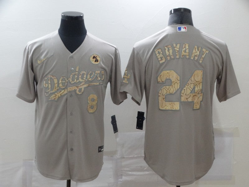 Men's Los Angeles Dodgers Kobe Bryant #8-24 Gray Stitched jersey