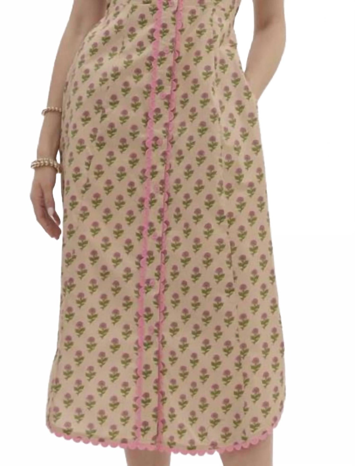 Floral Dress In Beige