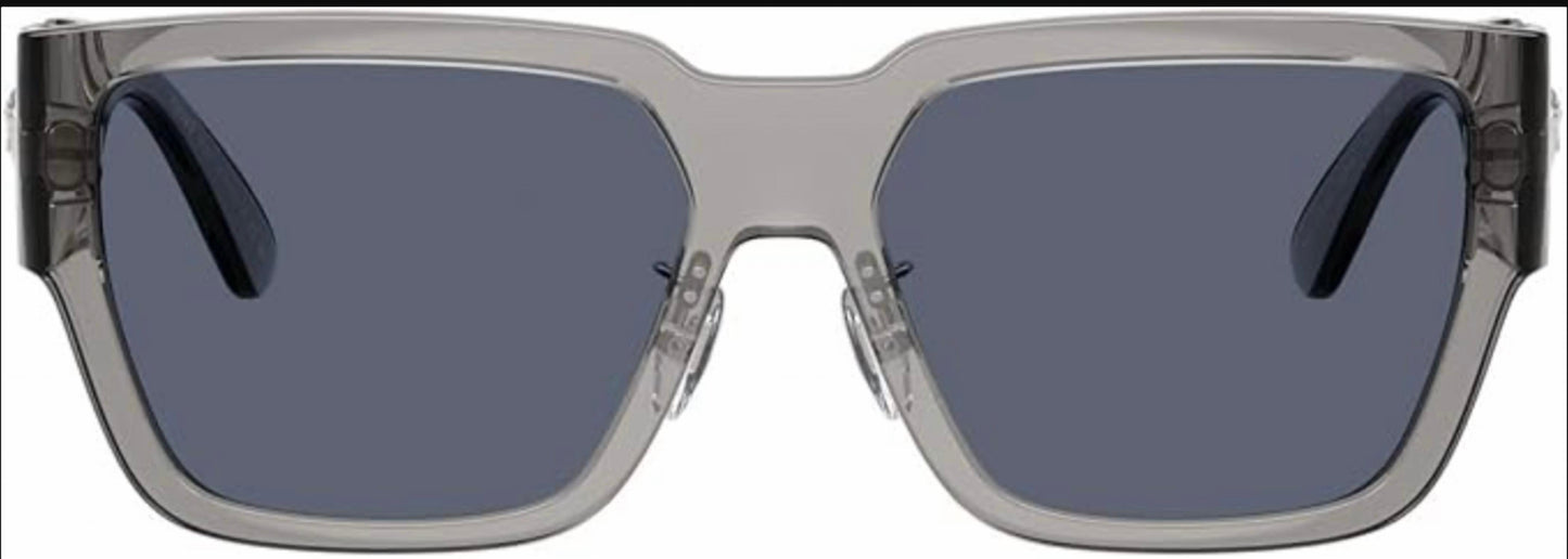 Men's Rectangular Sunglasses In Grey Transparent Dark