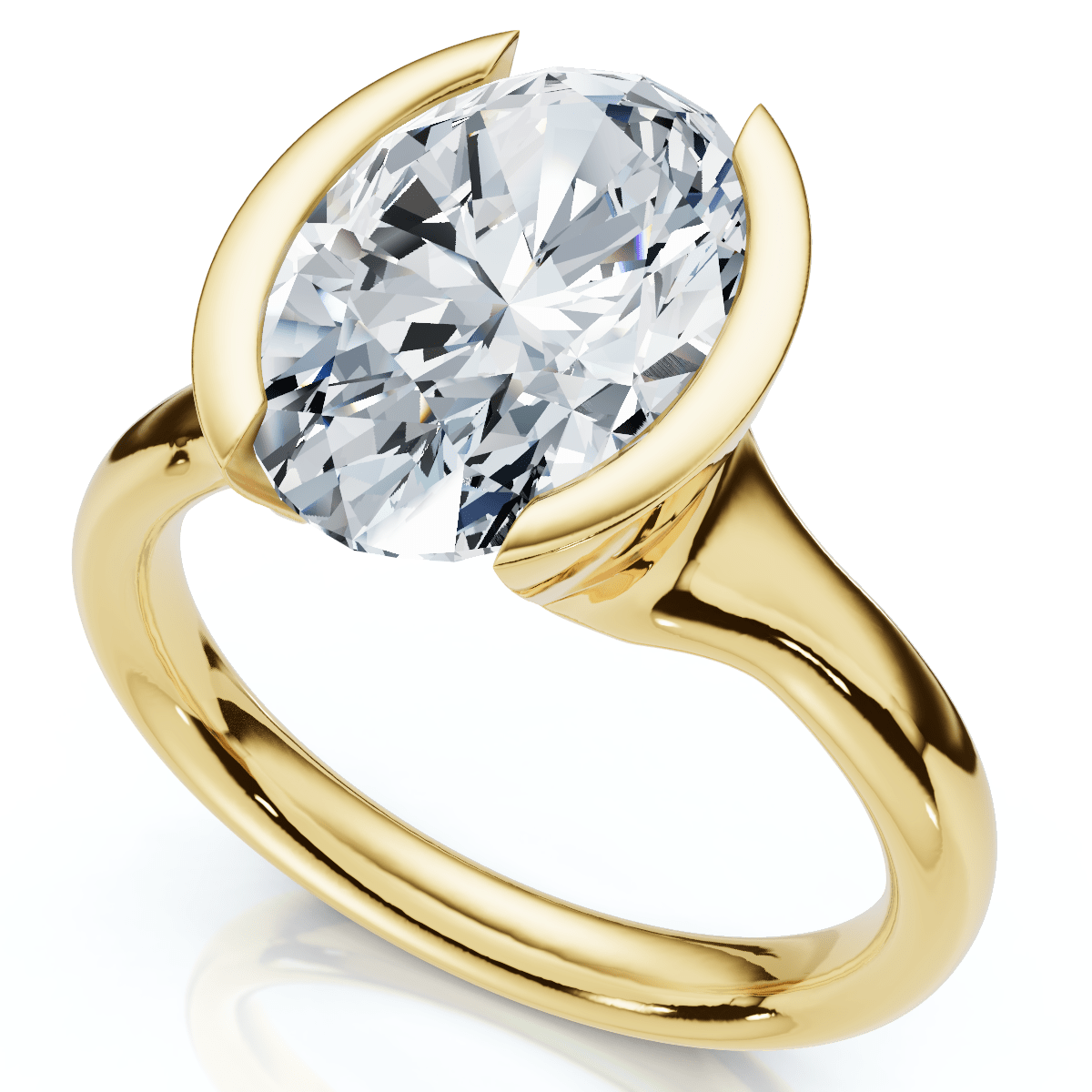 Certified Terresa 3Ct Oval Diamond Engagement Half Bezel Ring Lab Grown