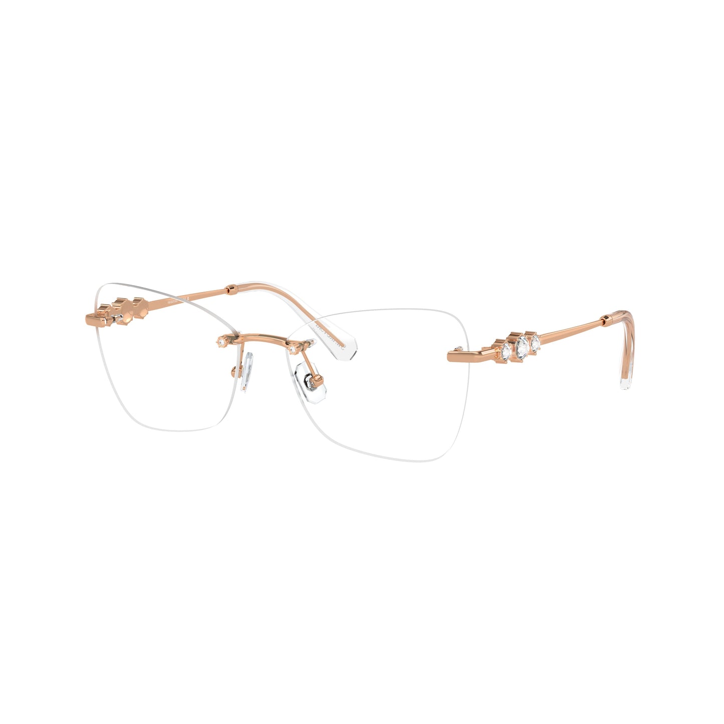 Rimless Eyeglasses With Gold-Toned Metal Temples And Crystal Embellishments