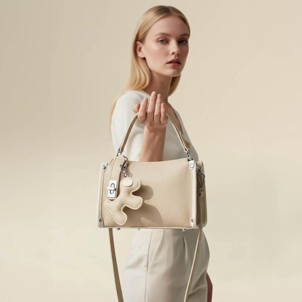 Faux Leather Dog Bag Charm Mini Shoulder Crossbody Bag