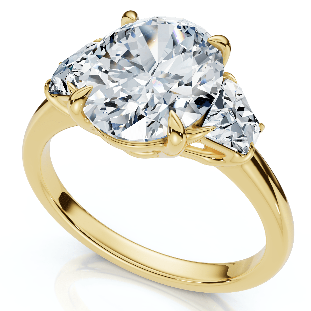 Certified 2.63Ct Oval & Trapezoid Diamond Engagement Ring Lab Grown