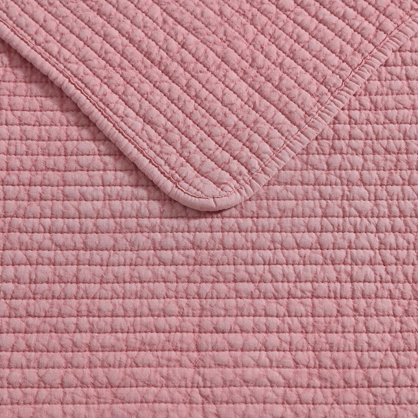 Nautica Seashore Stitch Pink Twin Quilt Set
