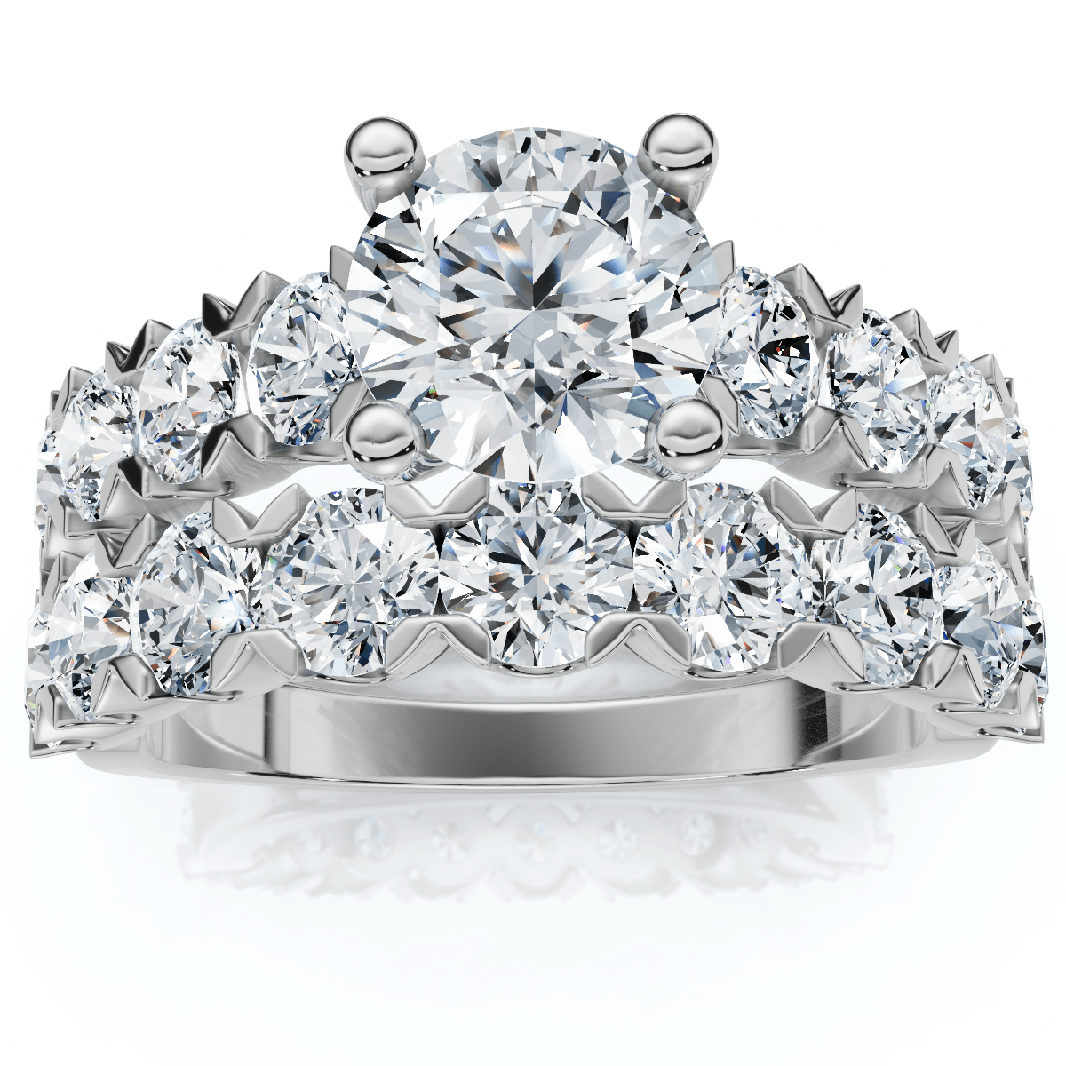 3 1/2 Ct Diamond Engagement Wedding Ring Set White Gold Enhanced