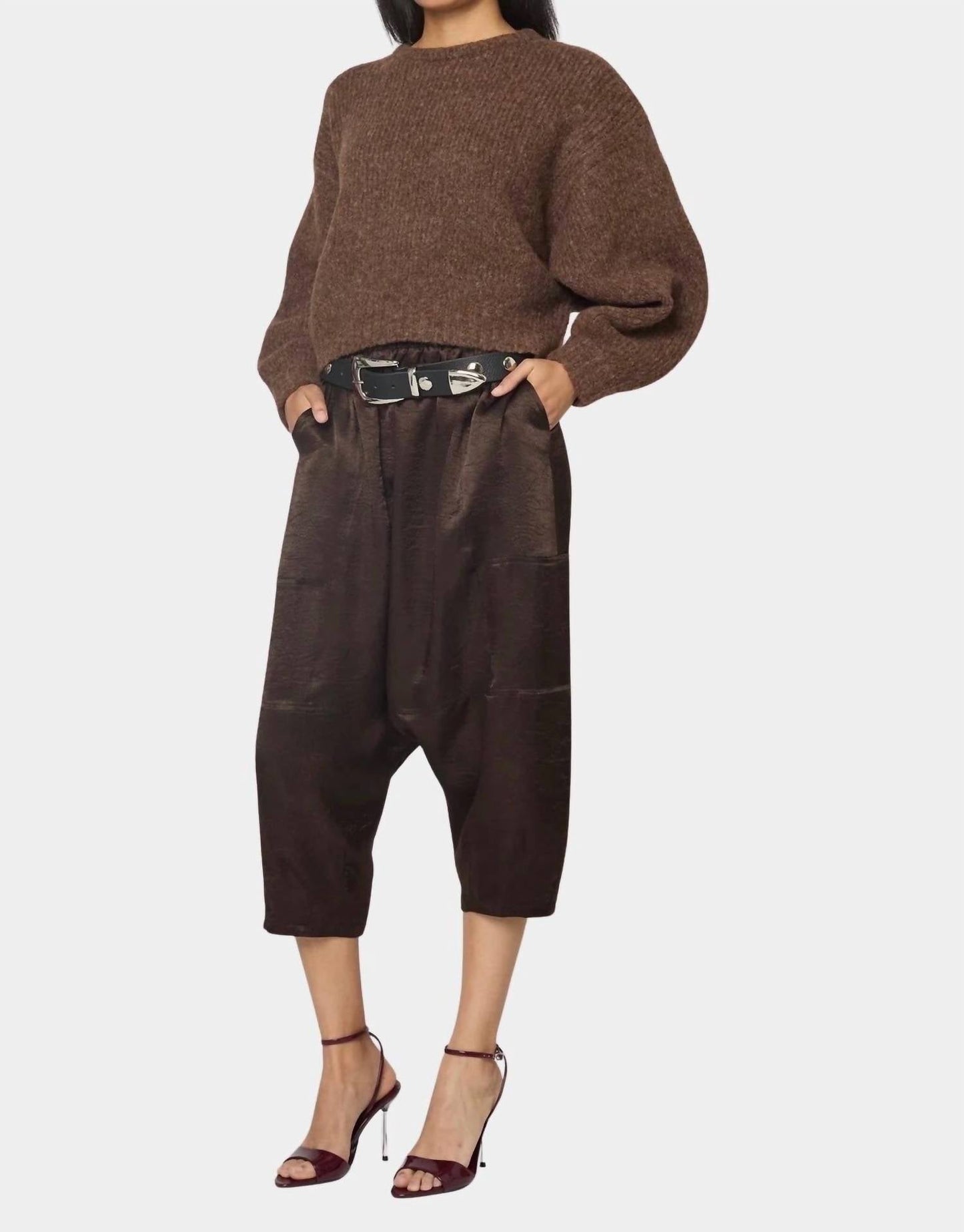 Kiko Satin Pants In Espresso