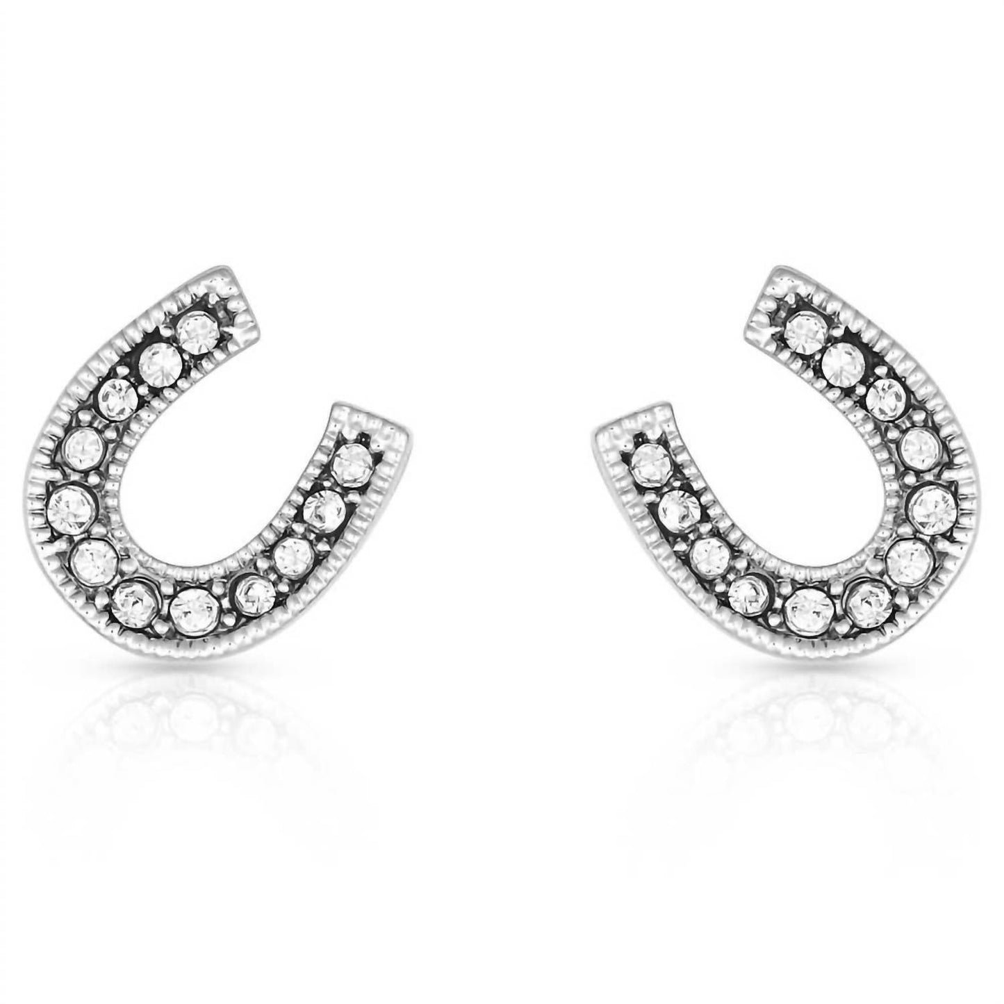 Women's Clear Horseshoe Earrings In Silver