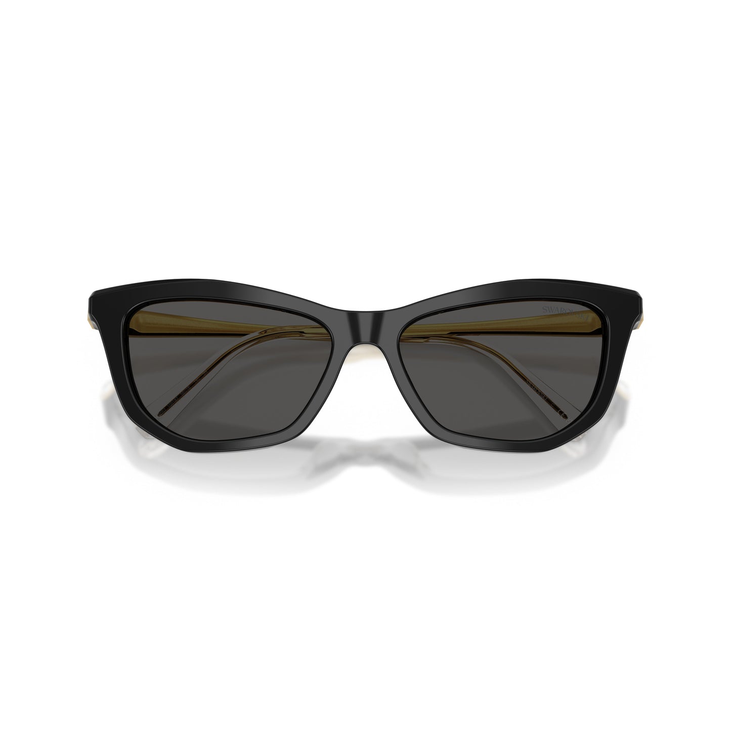 0Sk6057 Bold Black Acetate Cat-Eye Sunglasses with Crystal Embellishments