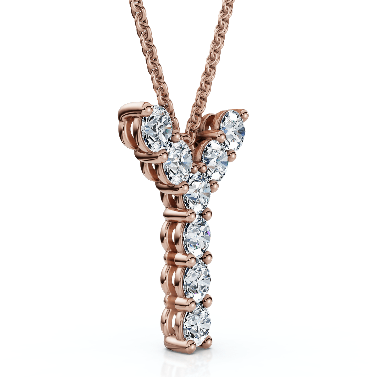 1Ct Diamond Initial "Y" Pendant 14k Gold 18" Necklace Lab Grown 5/8" Tall