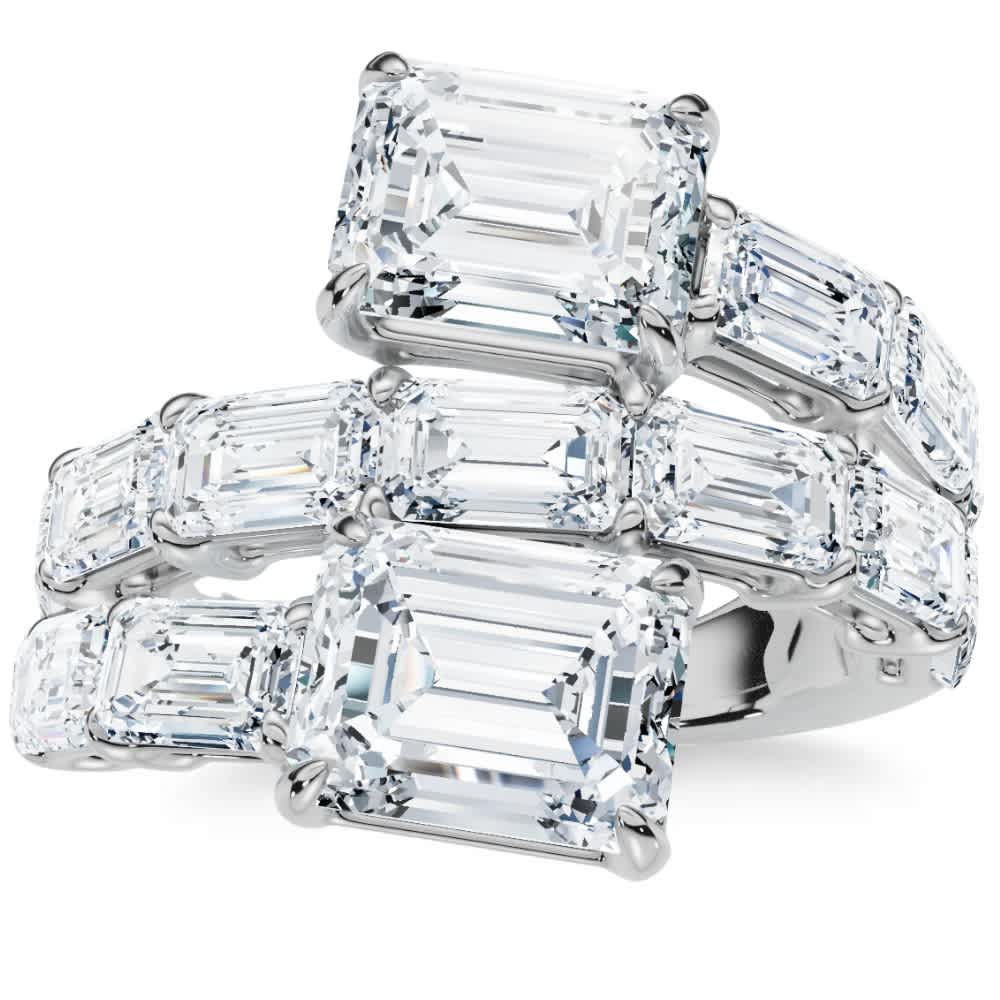 6 1/2Ct Emerald Cut Diamond Ring Gold Women's Right Hand Anniversary Band