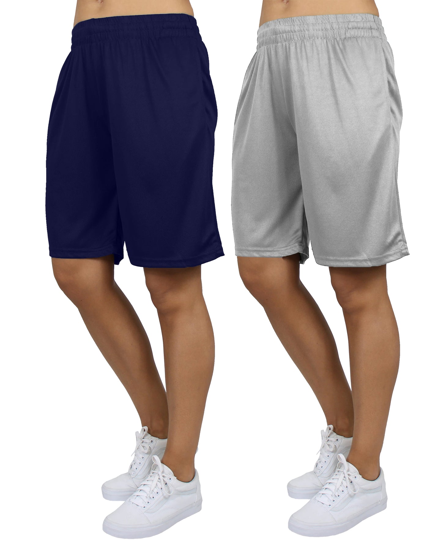 Jump Start Women's Loose Fit Moisture Wicking Performance Mesh Shorts-2 Pack