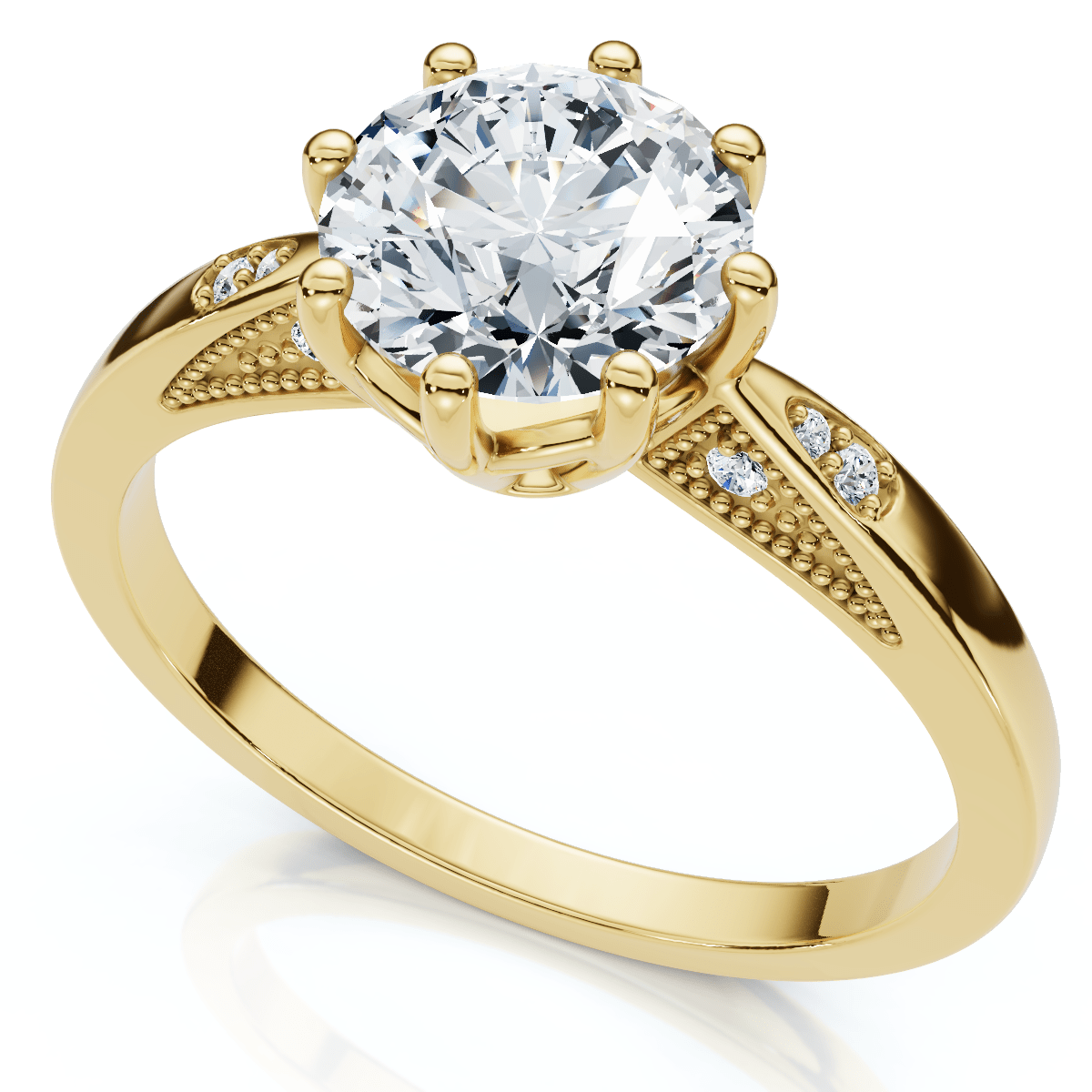 1Ct Crown Setting Diamond Engagement Ring 14k Gold or Platinum Lab Grown