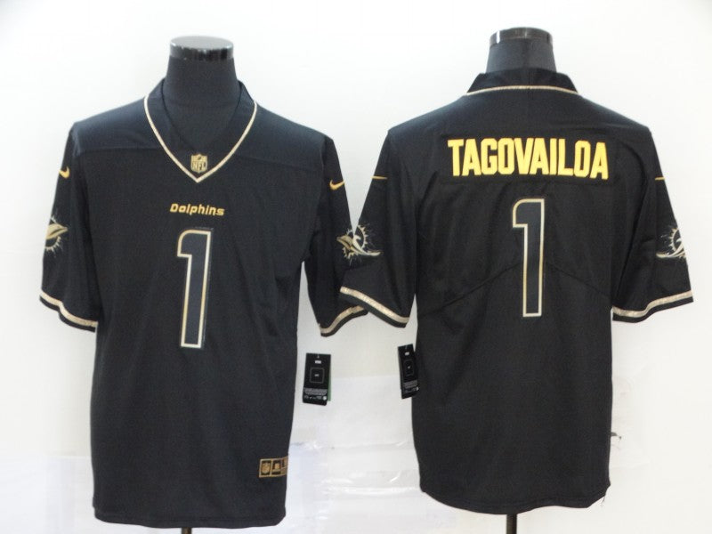 Men's Miami Dolphins #1 Tua Tagovailoa Black Game jersey