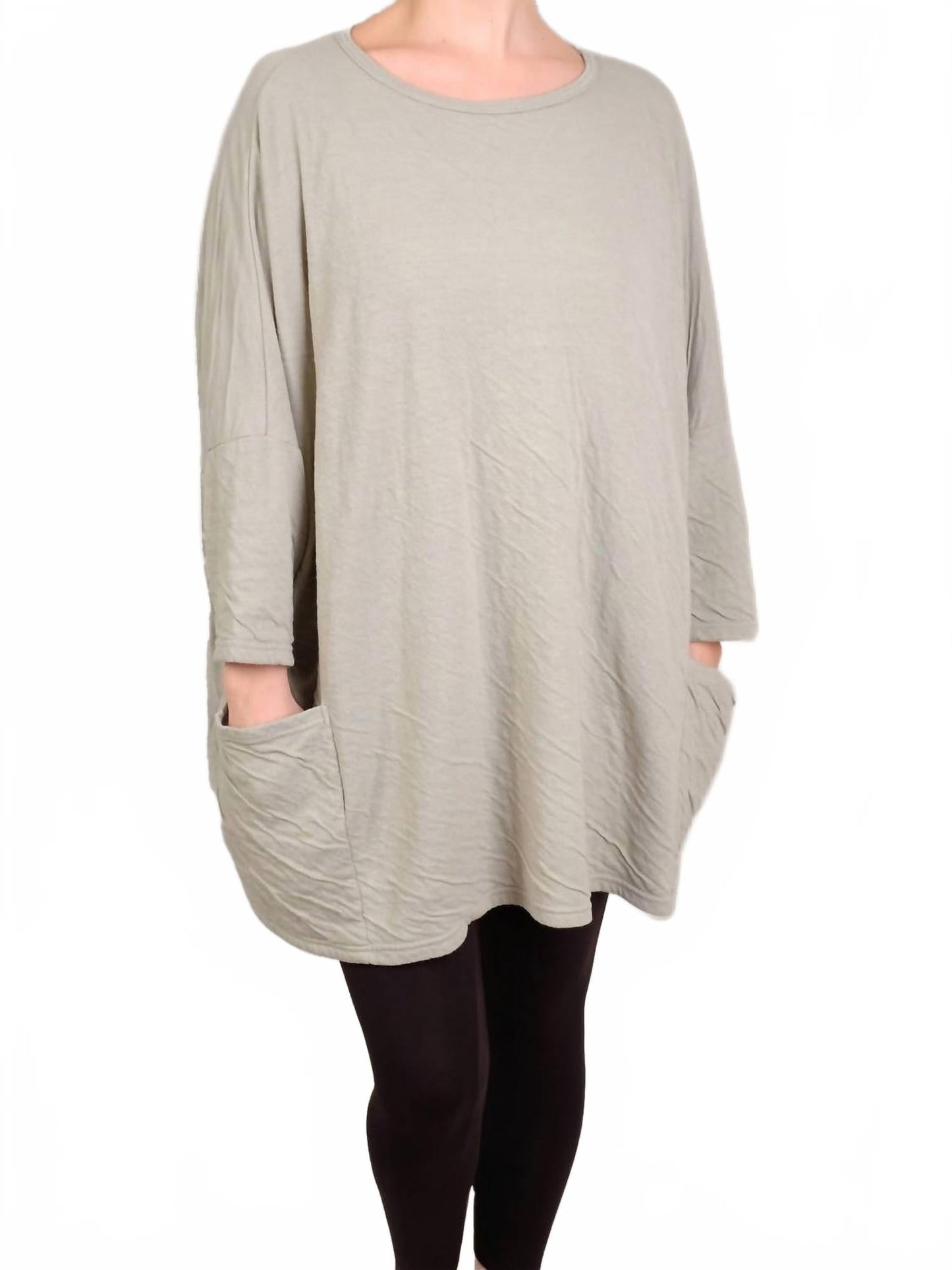 Long Sleeve Crew Pullover In Basalm Green