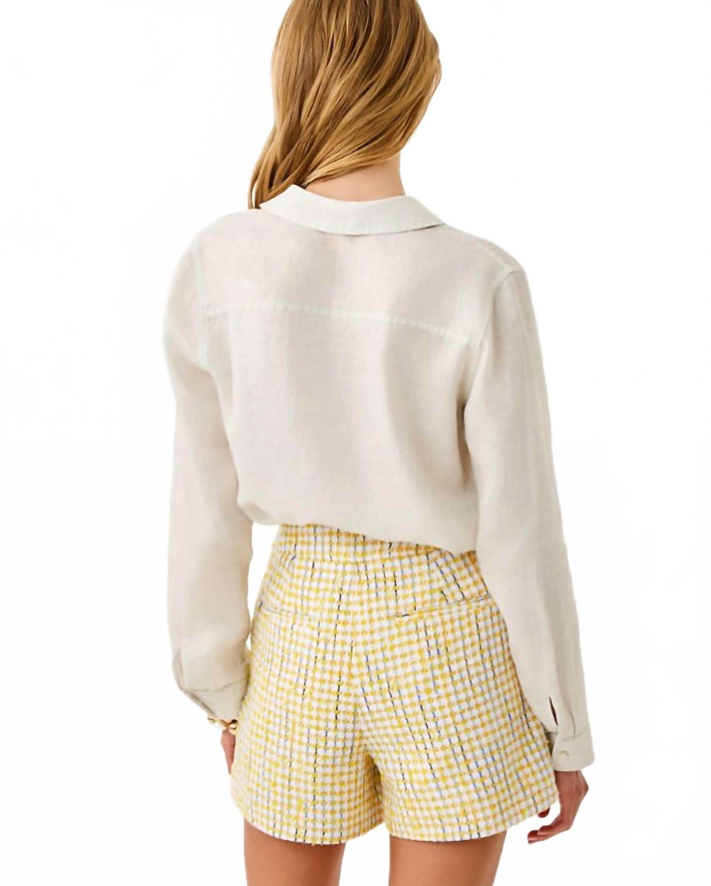 Sea View Metallic Button Blouse In Gold Foiled Coconut