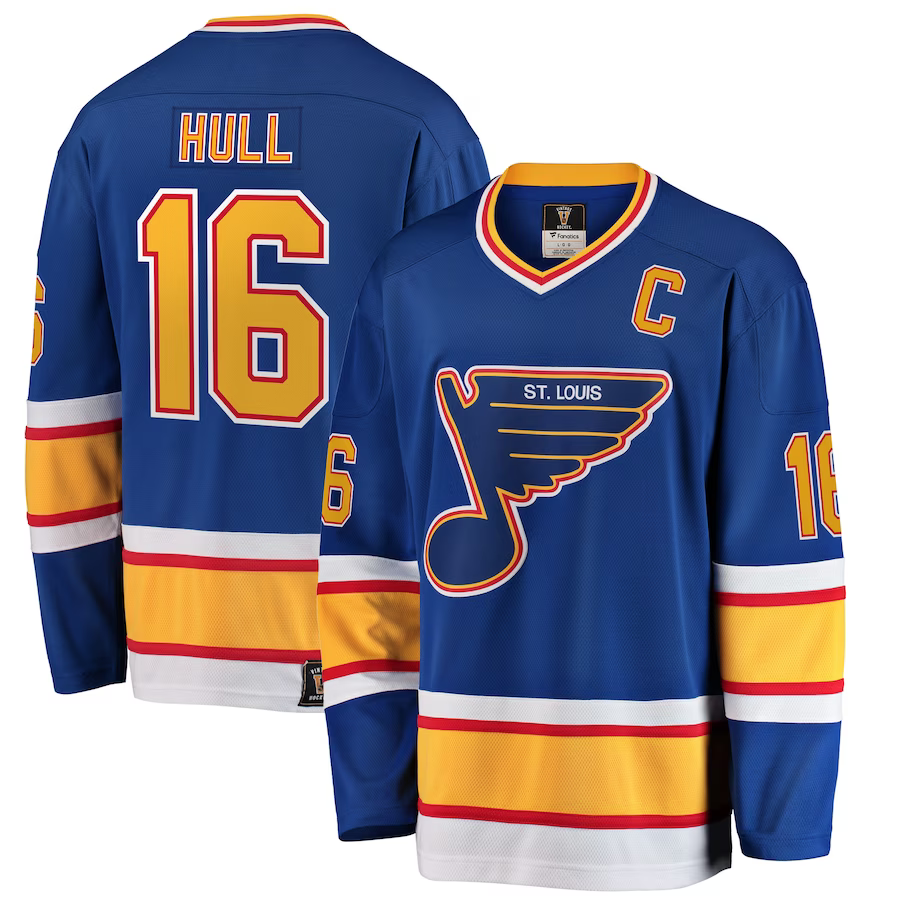 Men's St. Louis Blues Brett Hull #16 Blue Premier Breakaway Retired Player jersey