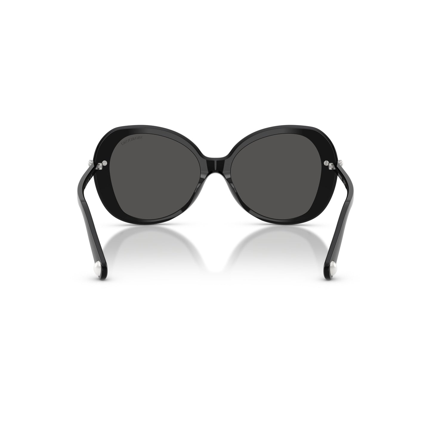 0Sk6059 Rounded Black Acetate Sunglasses with Crystal Embellishments