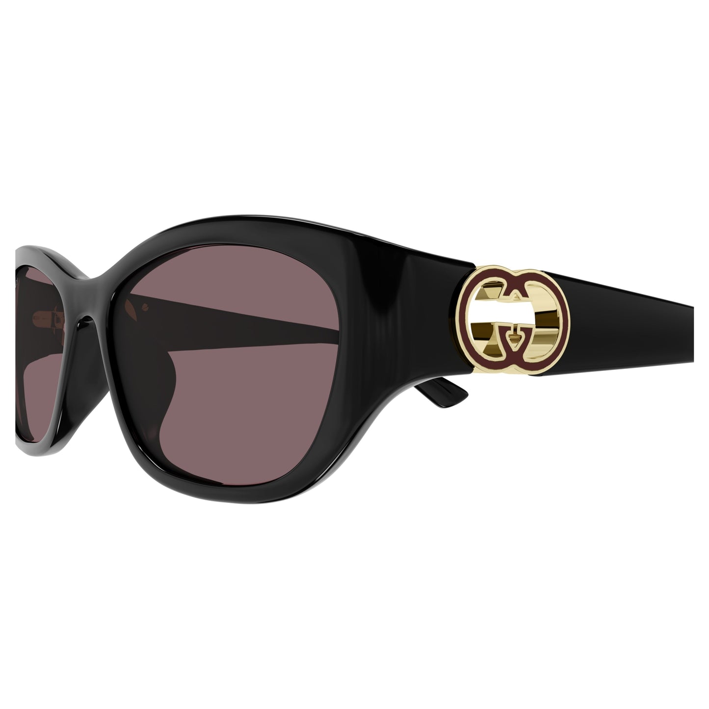 Gg1826Sk Slightly Rounded Rectangular Black Sunglasses