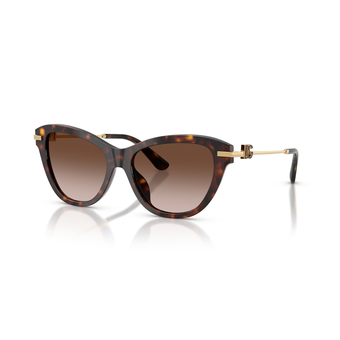0Dg4534 Tortoiseshell Cat-Eye Sunglasses with Gold Metal Temples
