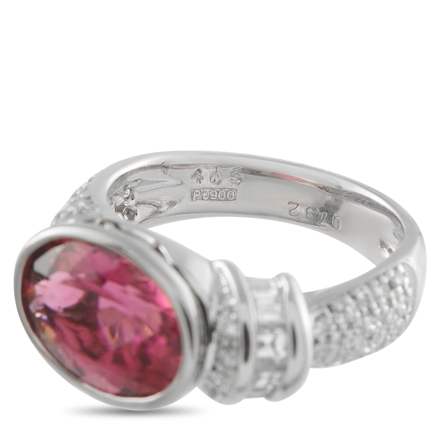 LB Exclusive Platinum 0.79ct Diamond and Rubellite Ring MF01-041426