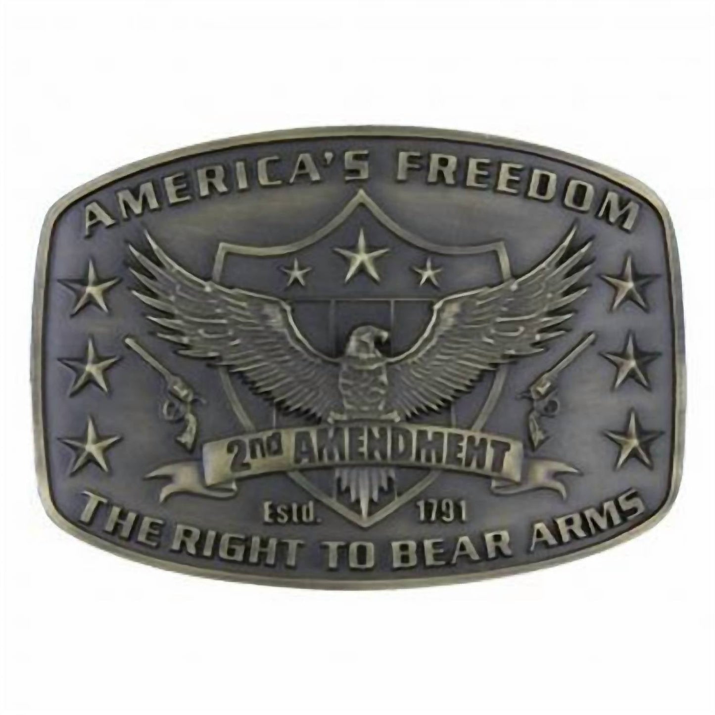 2Nd Amendment Attitude Belt Buckle In Brass