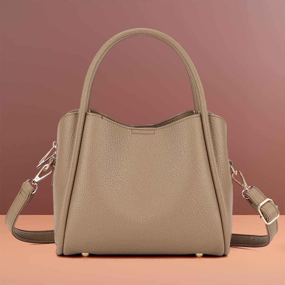 Faux Leather Structured Top Handle Crossbody Handbag