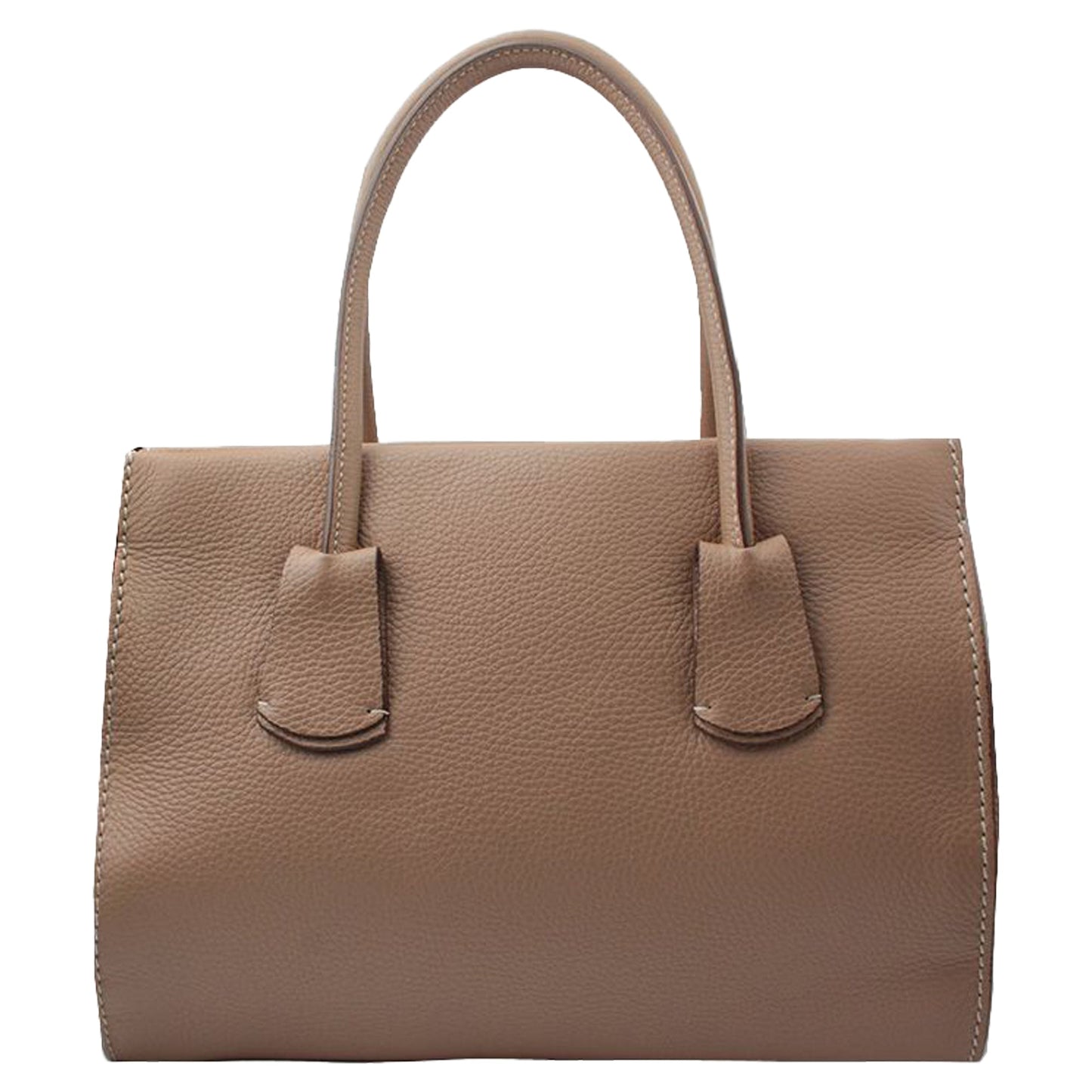 Taupe Brown Leather Tote Bag