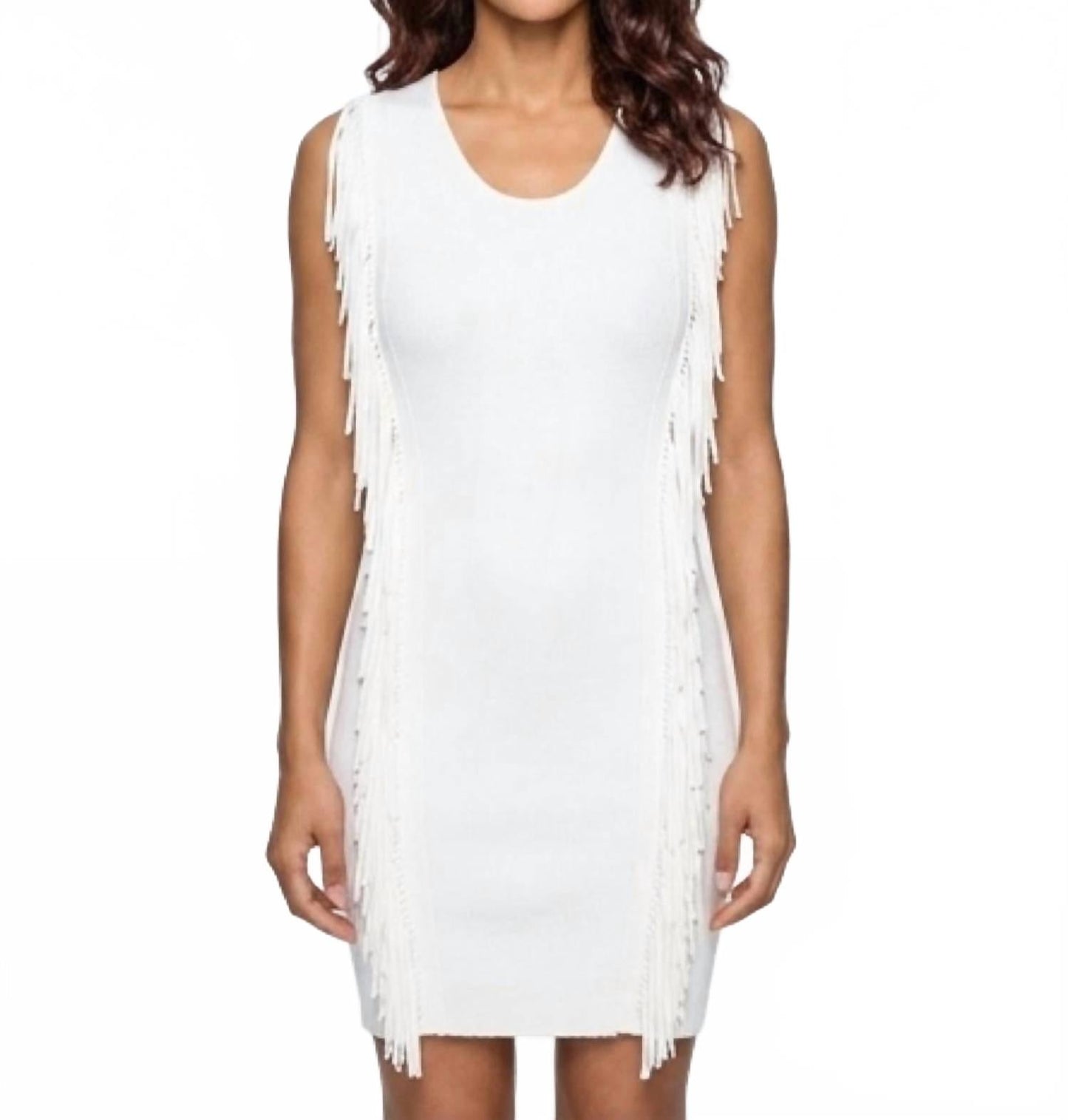 Bailando Fringe Dress In 3331 Chalk