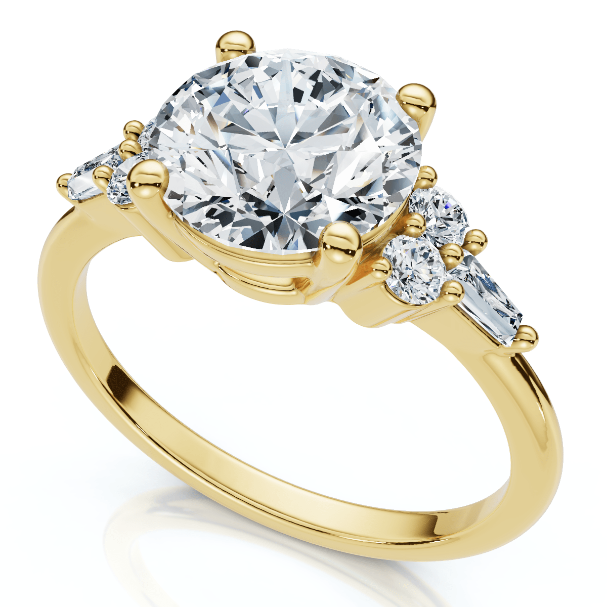 Certified 2 1/10Ct Diamond Baguette Engagement Ring 14k Gold or Pt Lab Grown