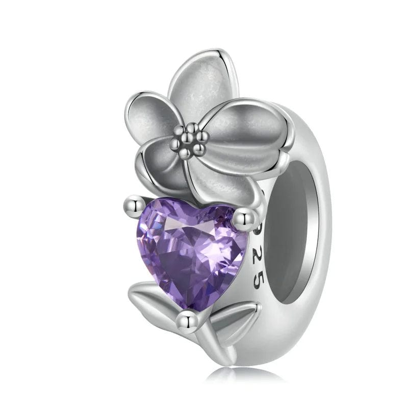 Floral Heart Birthstone Charms