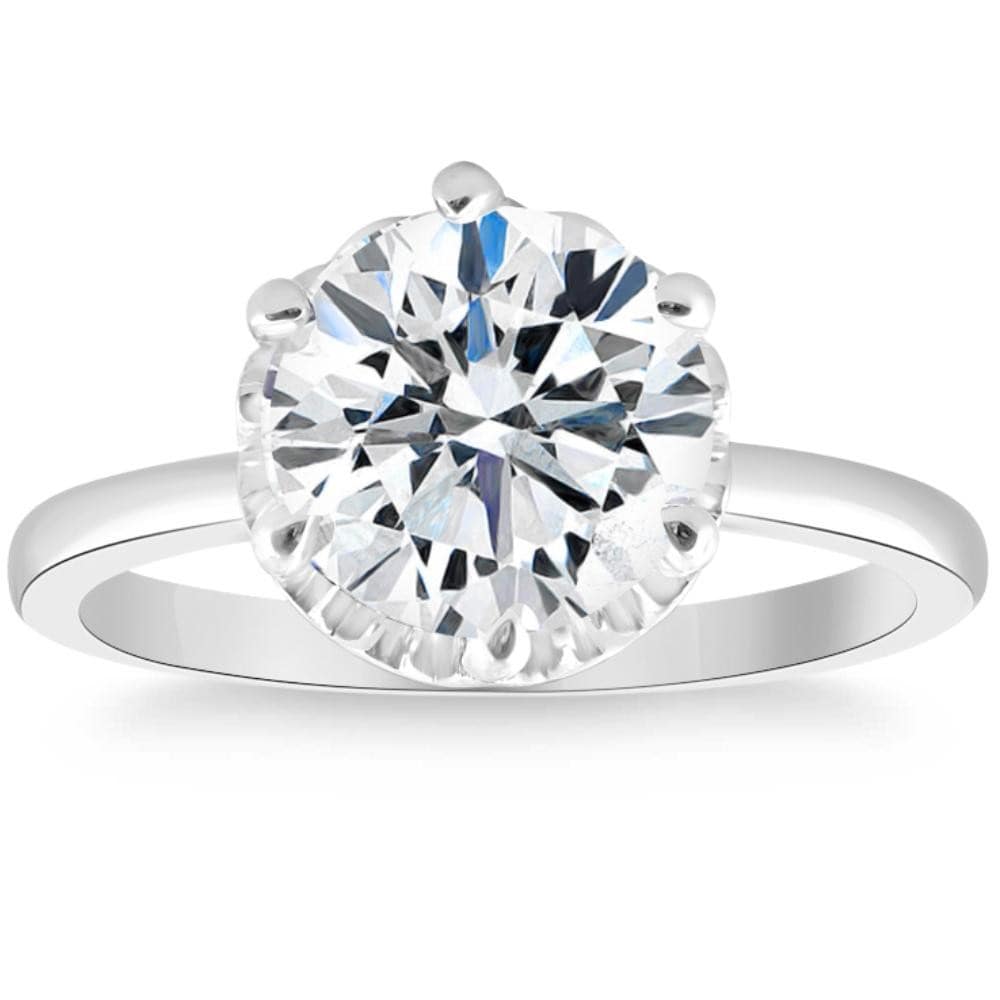 3Ct Round Cut Certified Lab Grown Diamond Engagement Ring White or Yellow Gold