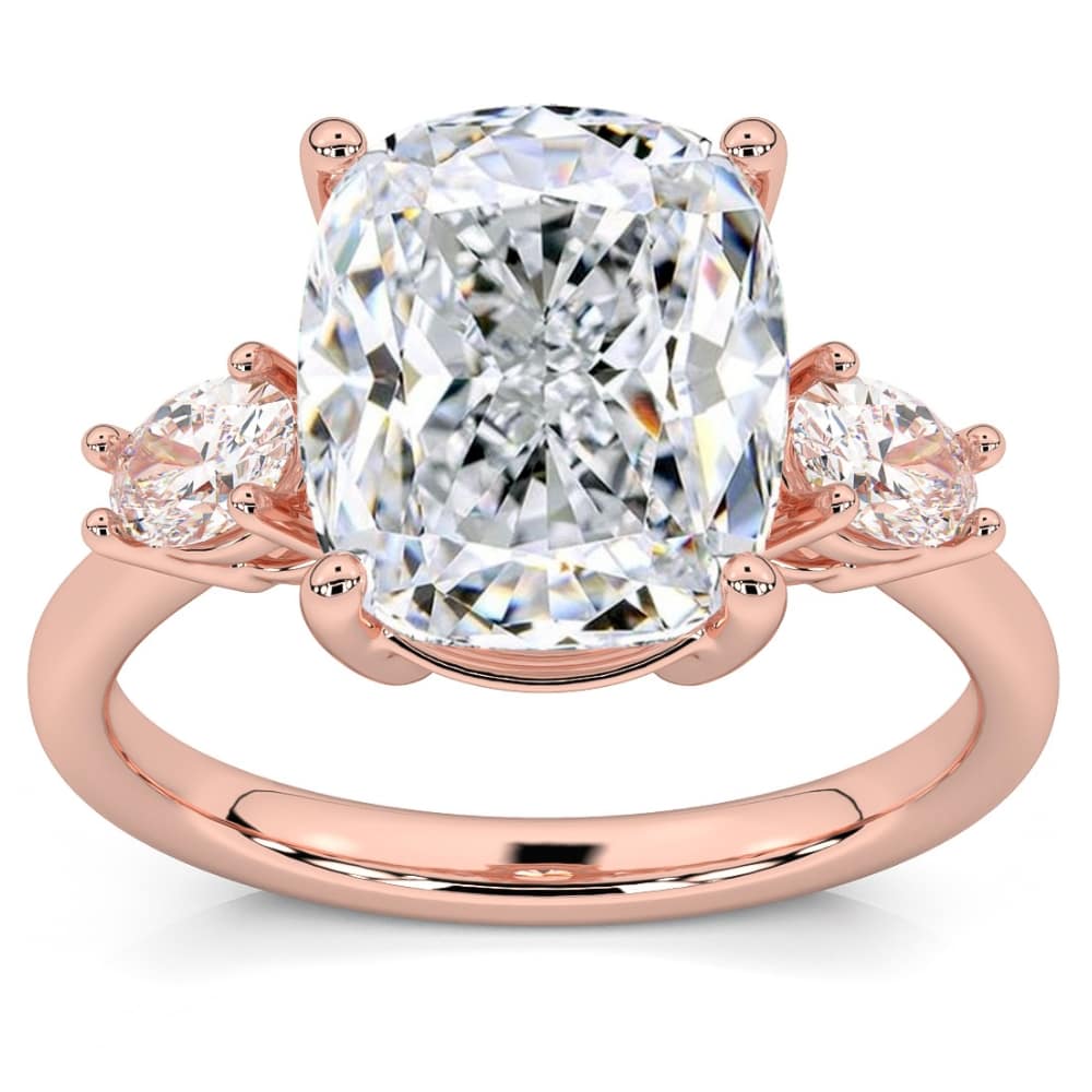 Certified 6Ct Cushion Cut 3-Stone Diamond Engagement Ring 14k Gold Lab Grown