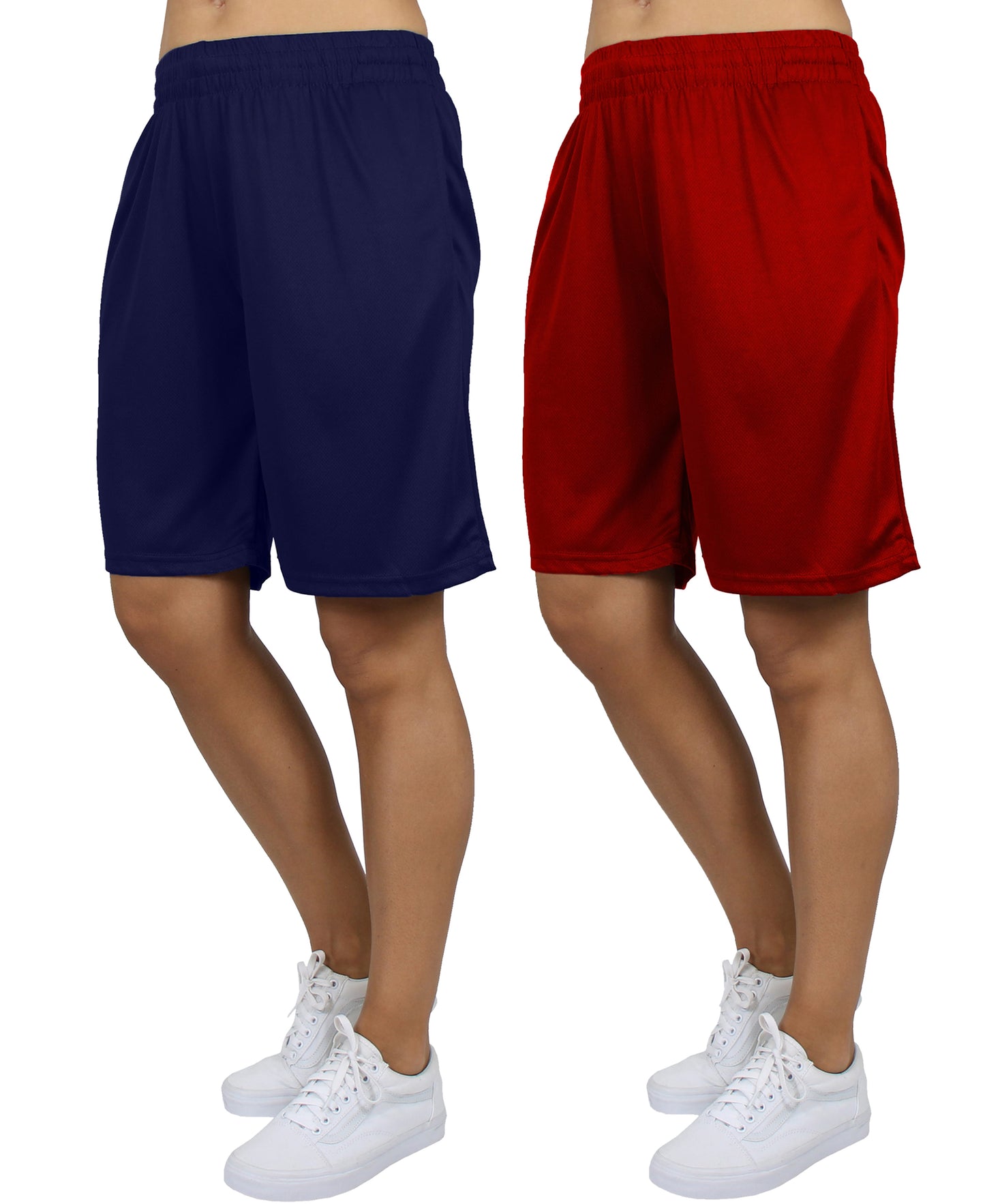 Jump Start Women's Loose Fit Moisture Wicking Performance Mesh Shorts-2 Pack