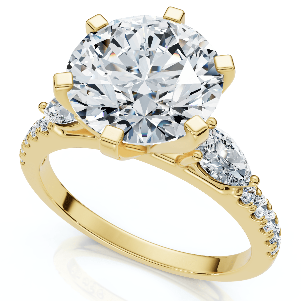 Certified 4 1/2Ct Diamond Engagement Ring Pear Accent 14k Gold or Pt Lab Grown