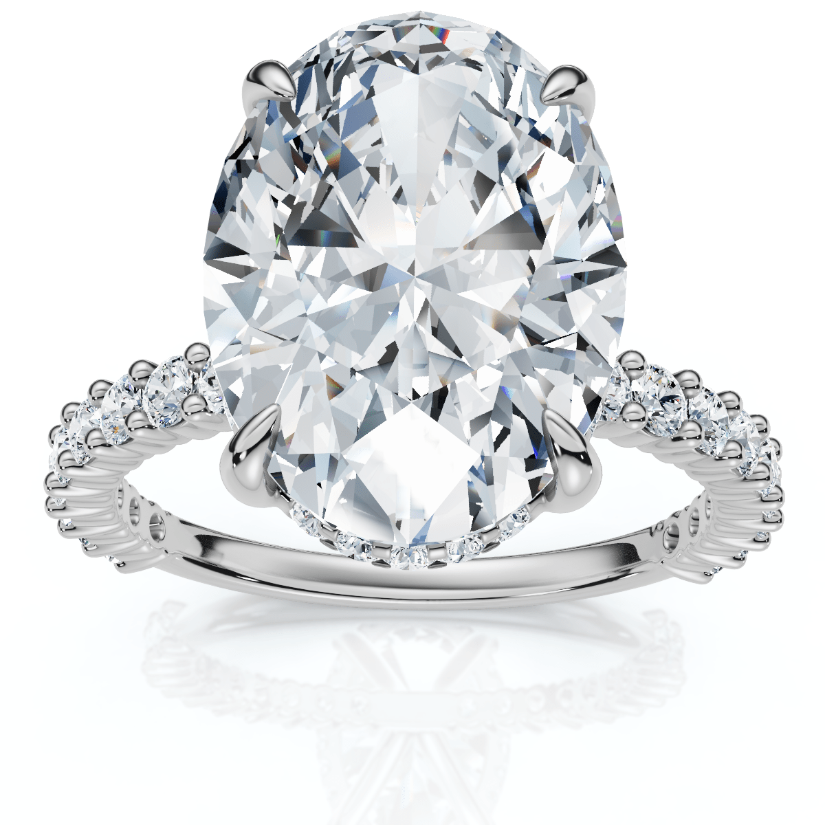 Certified 4 1/2Ct Hidden Halo Diamond Engagement Ring 14k Gold Lab Grown