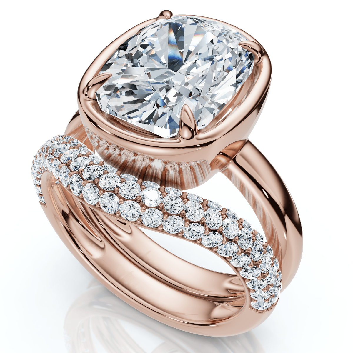 Certified 4 1/2Ct Cushion Pave Andrea Engagement Wedding Ring Set Gold Lab Grown