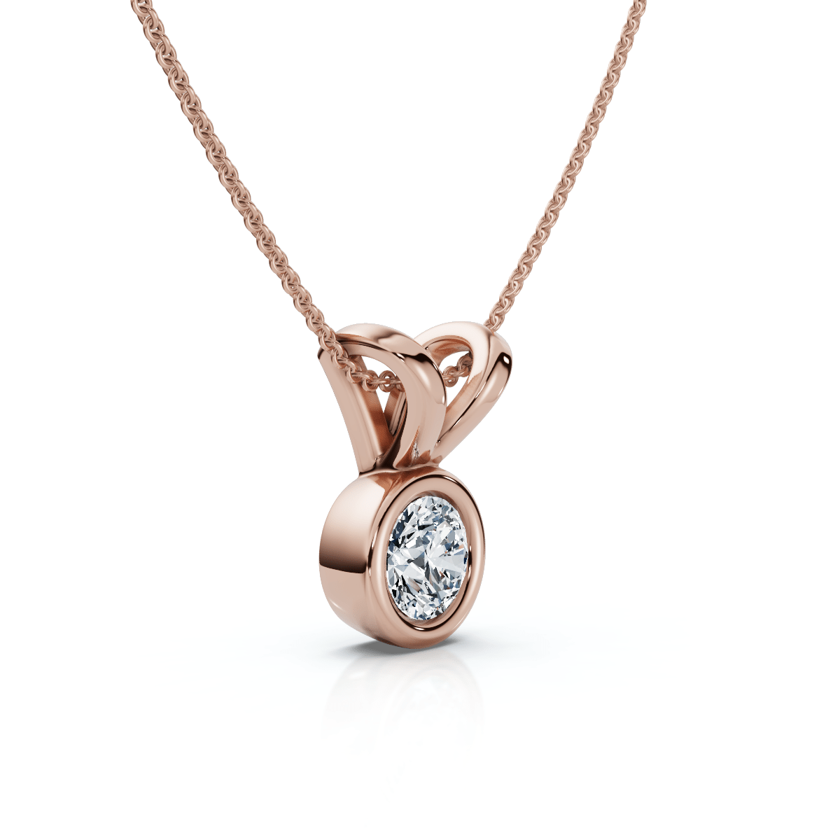 Dainty Stackable Solitaire Bezel Diamond Pendant 14k Gold Lab Grown EF/VS