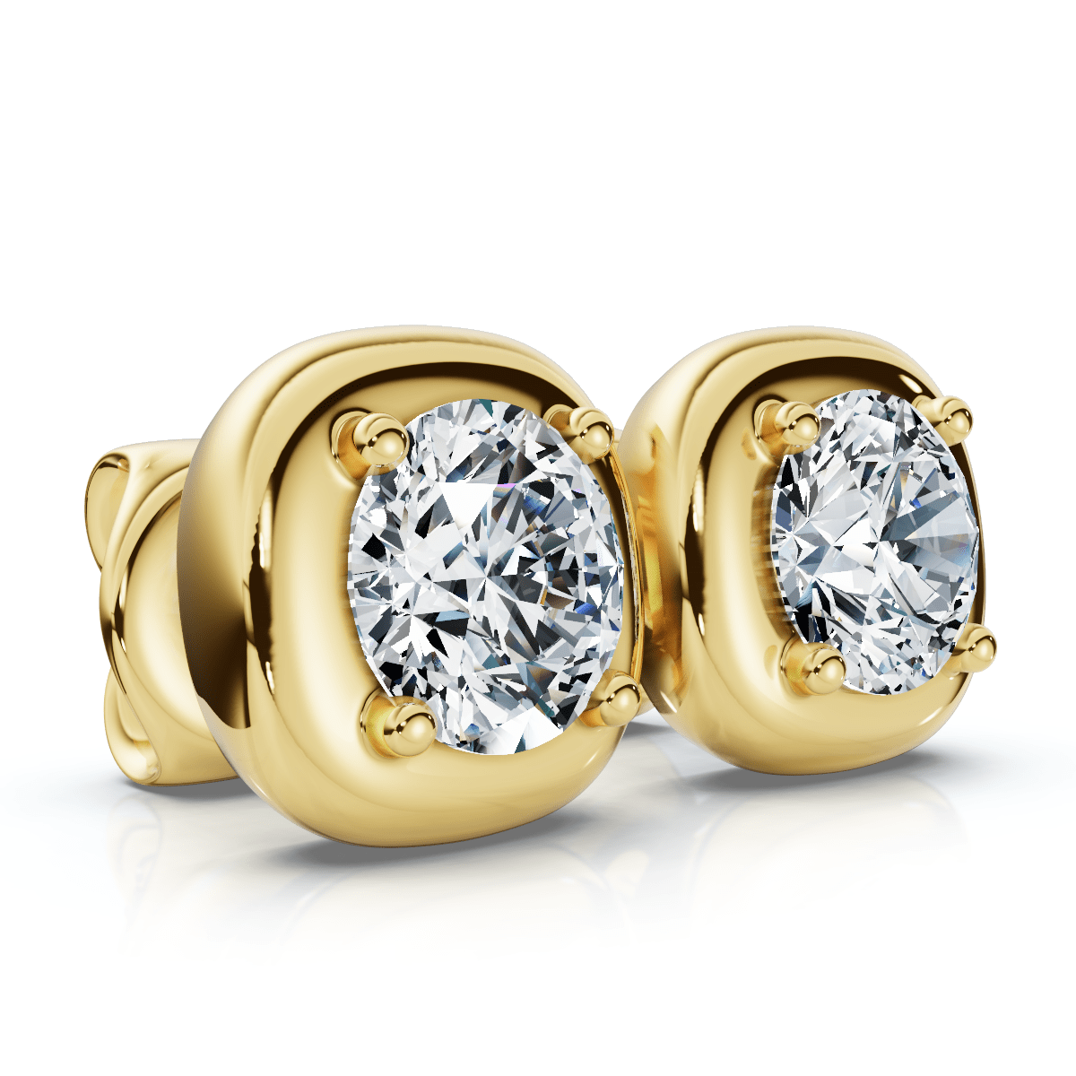 3Ct Cori Diamond Cushion Button Studs 14k Gold Earrings Lab Grown FG/VS