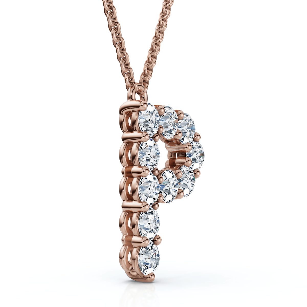 1Ct Diamond Initial "P" Pendant 14k Gold 18" Necklace Lab Grown 5/8" Tall