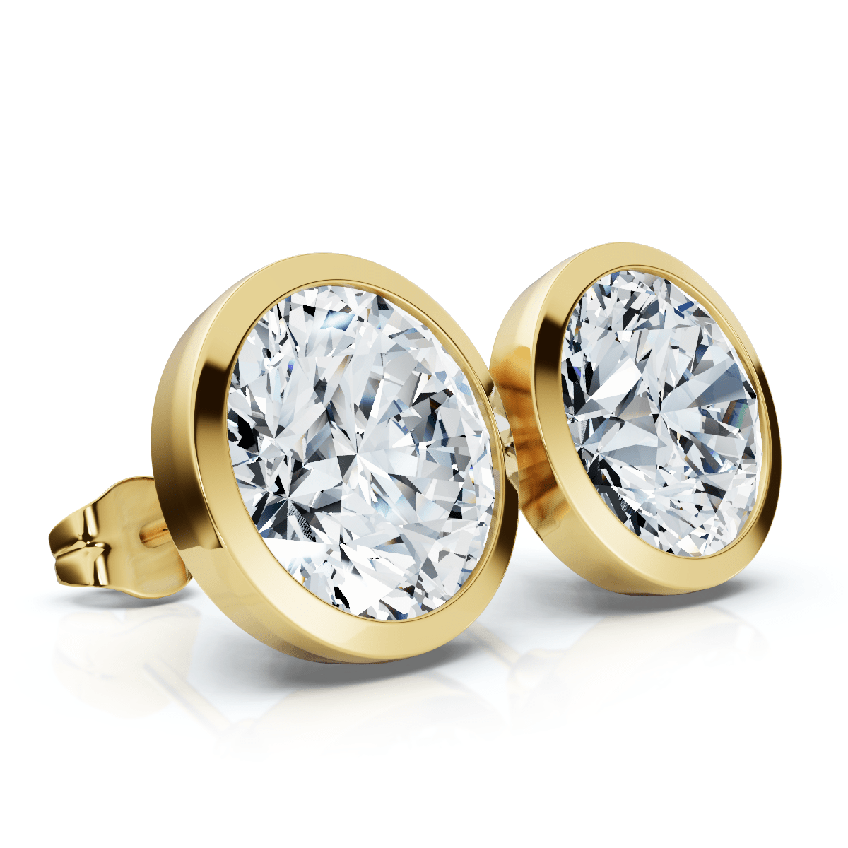 Certified 6Ct TW Martini Bezel Diamond Studs 14k Gold Lab Grown