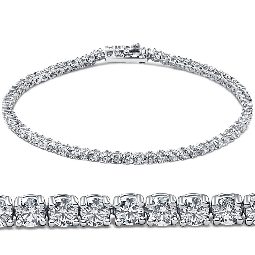 3ct Round Diamond Tennis Bracelet 14K White Gold Women's 7"
