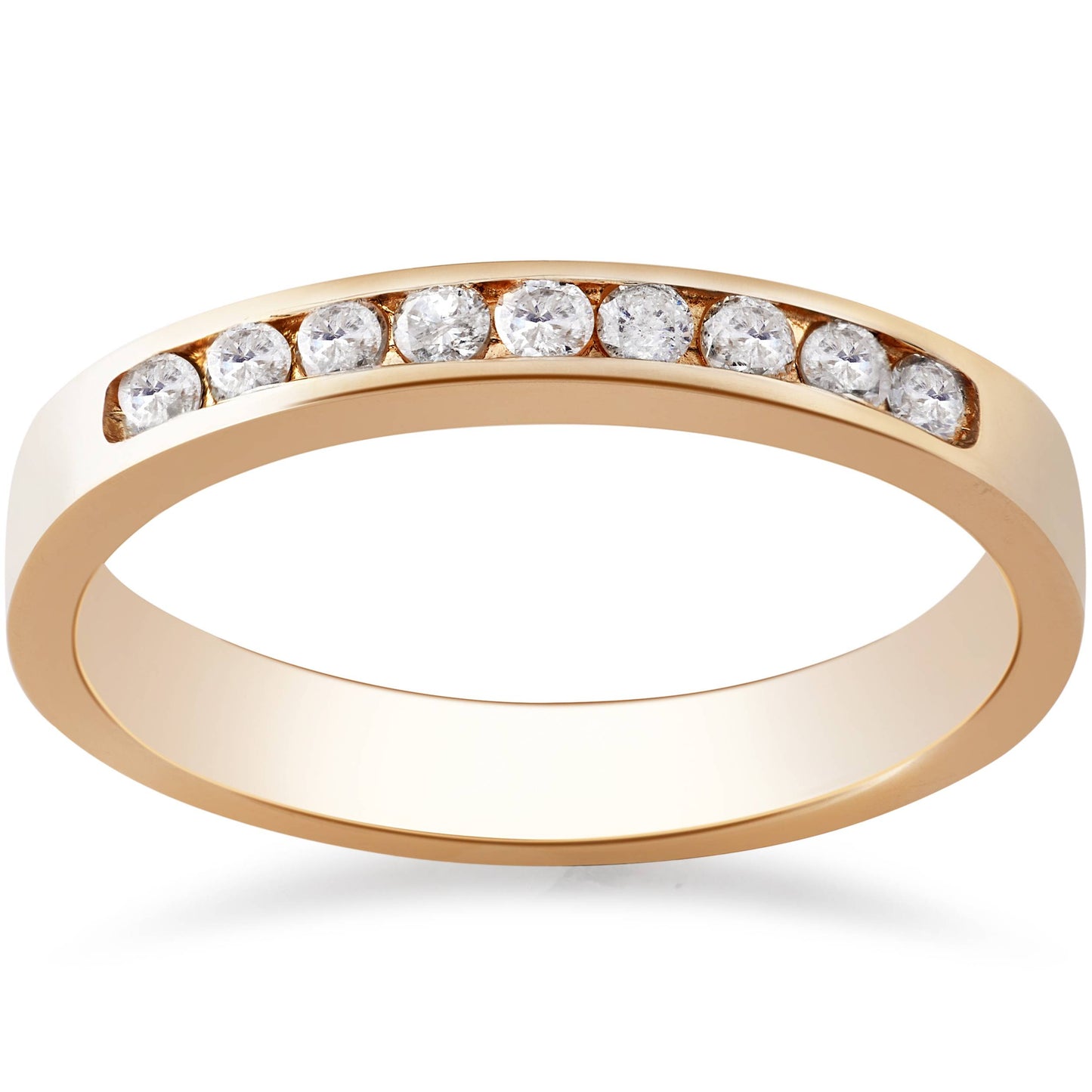 Rose Gold 1/4ct Round Diamond Wedding Ring 14K Size Selectable