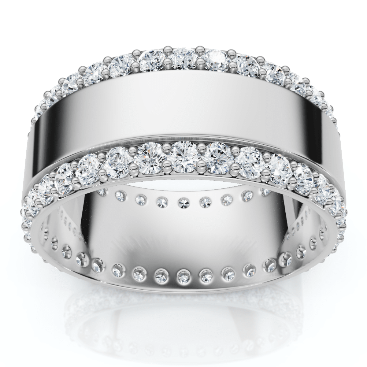 1Ct Lab Grown Diamond Ring Mens Textured Wedding 8mm Band White or Yellow Gold