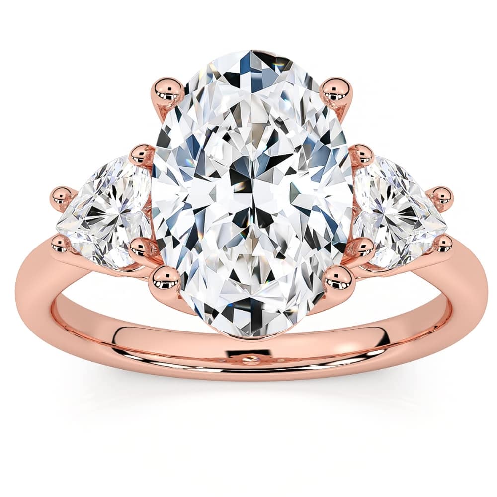 Certified 2 3/4Ct Oval & Heart Shape Diamond Engagement Ring Lab Grown 14k Gold