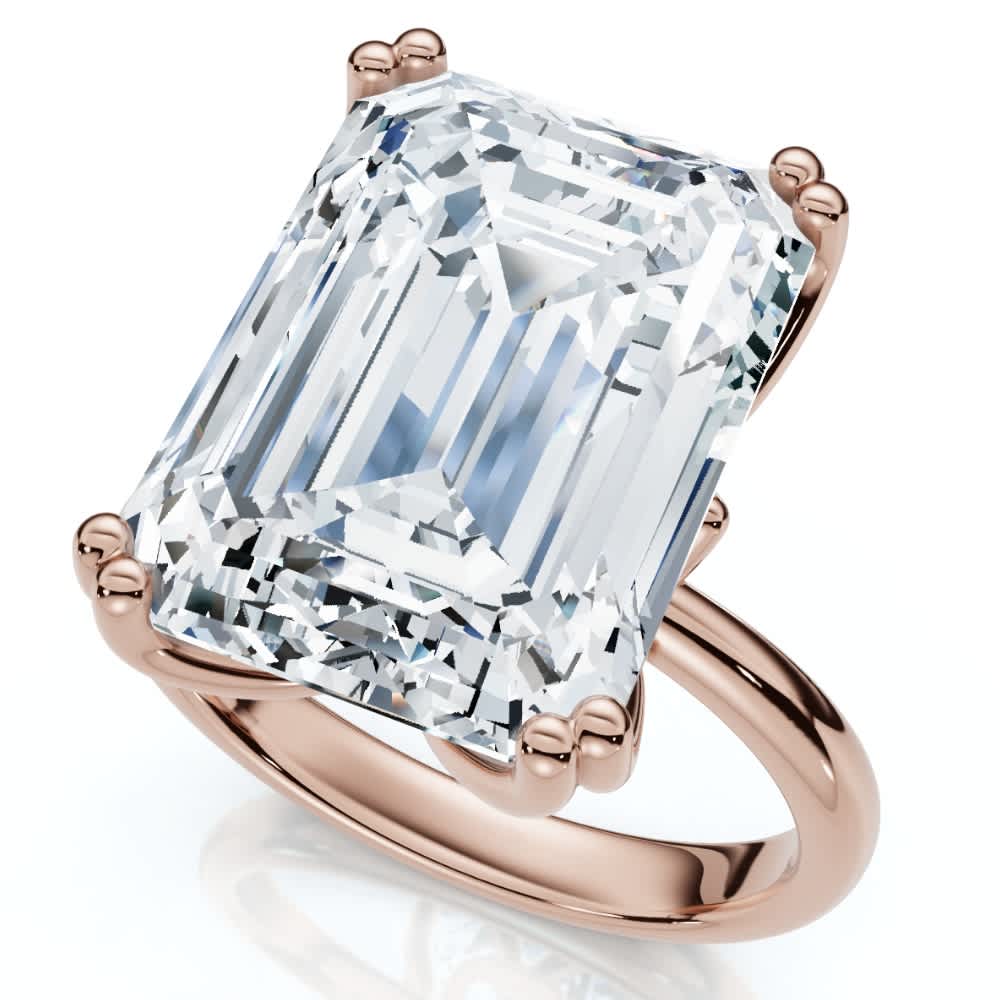 Certified 10Ct Emerald Cut Diamond Solitaire Engagement Ring 14k Gold Lab Grown