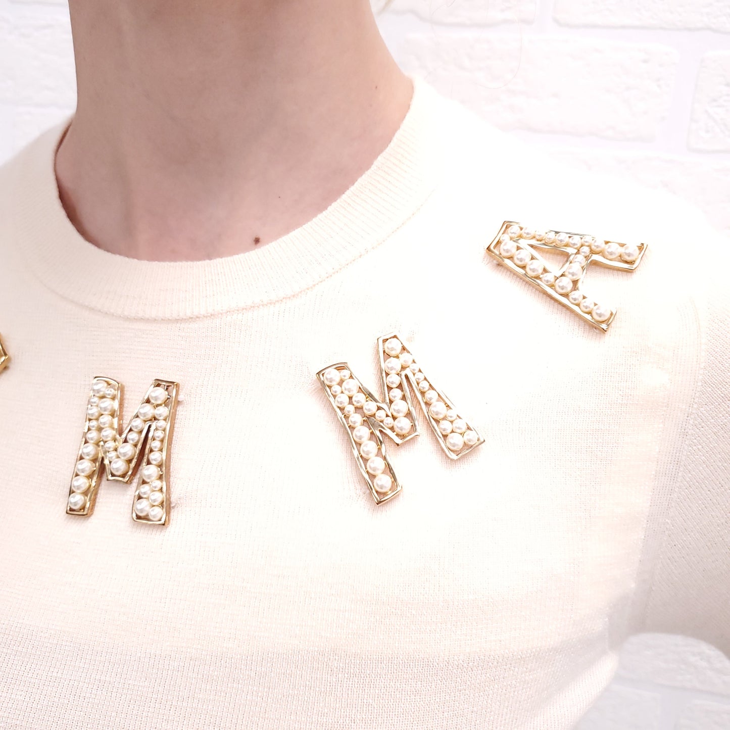 DOLCE & GABBANA CREAM ‘MAMMA’ PEARL SWEATER - SIZE 36