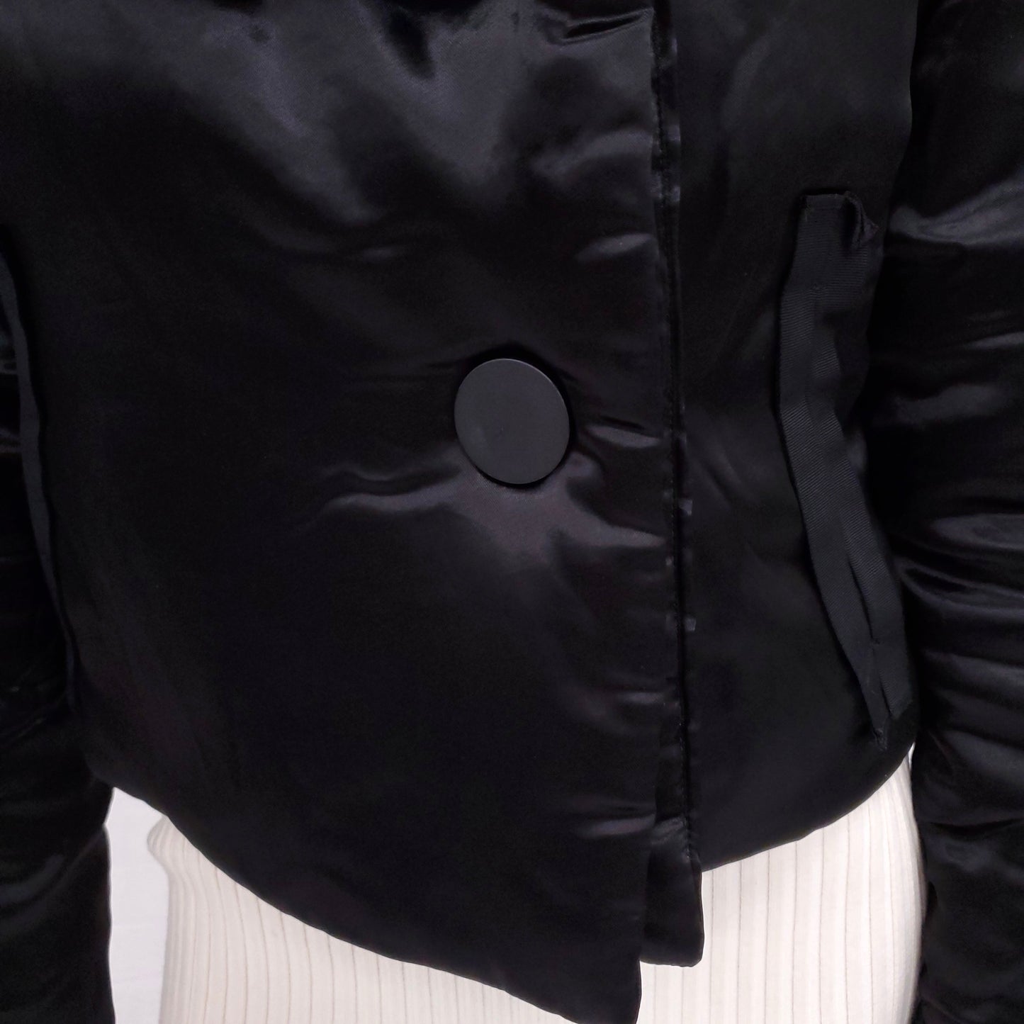 LANVIN SILK PUFFER JACKET WITH BEADED BUTTONS - SIZE 34