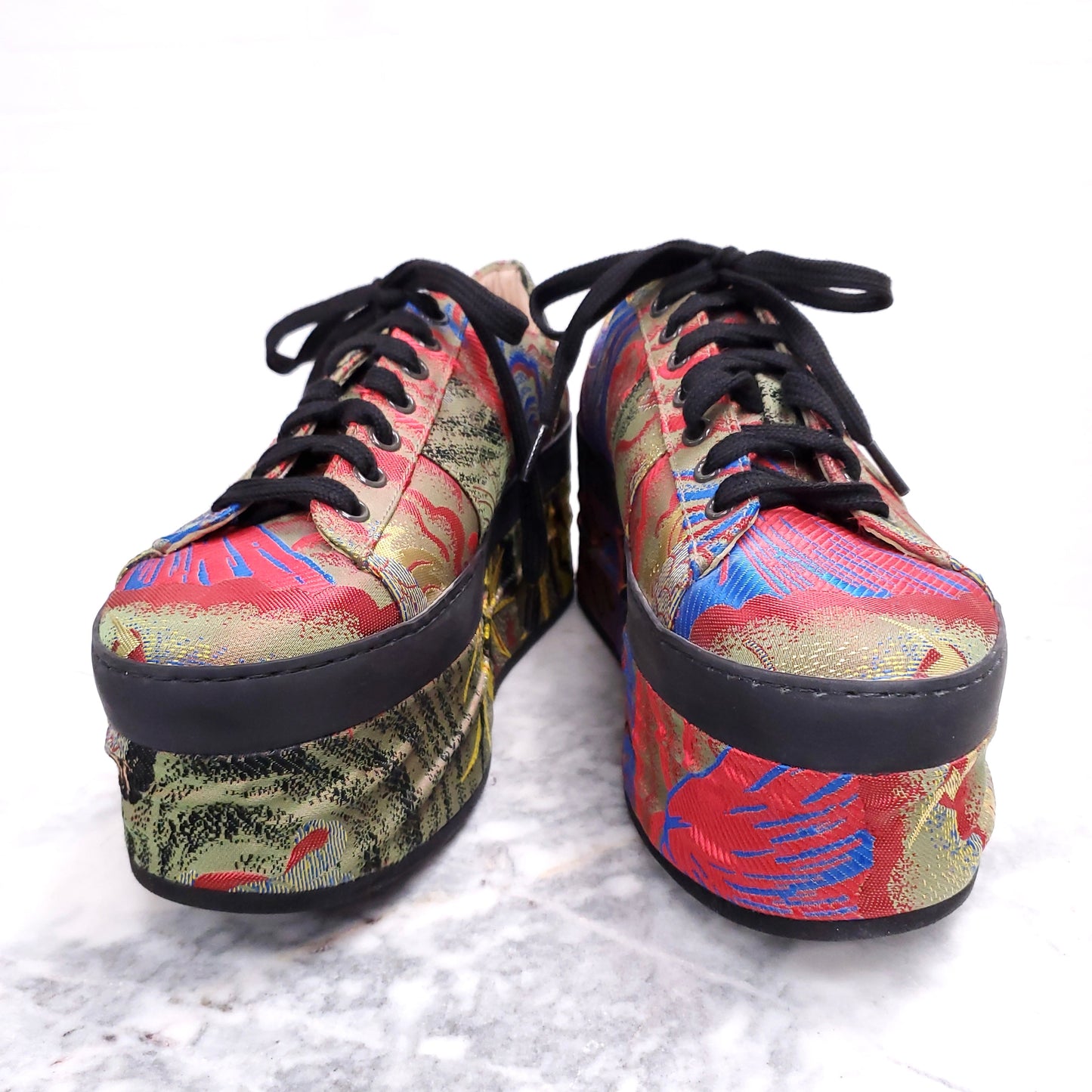 GUCCI PATTERN PLATFORM SNEAKERS - SIZE 39.5