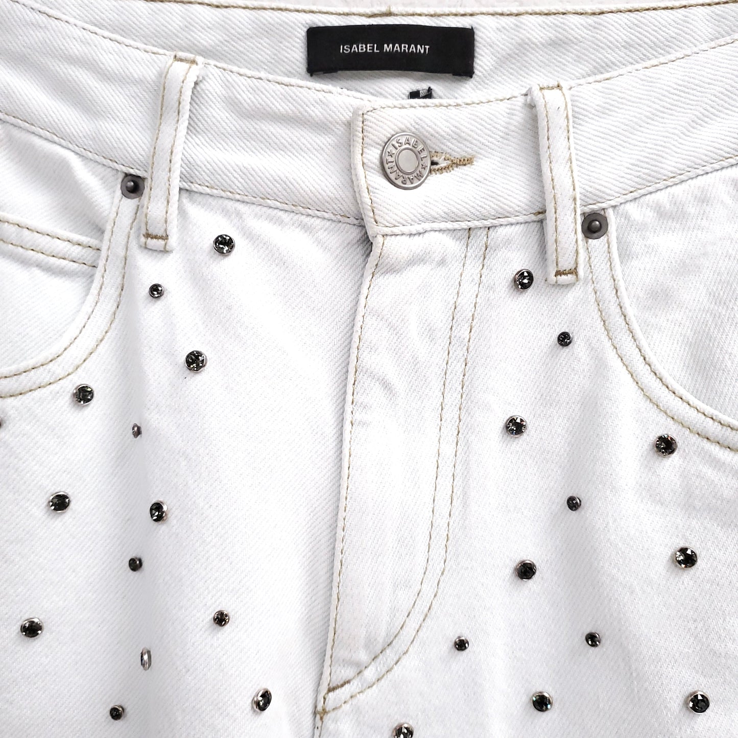 ISABEL MARANT WHITE JEANS WITH CRYSTALS ($1,100) - SIZE 36